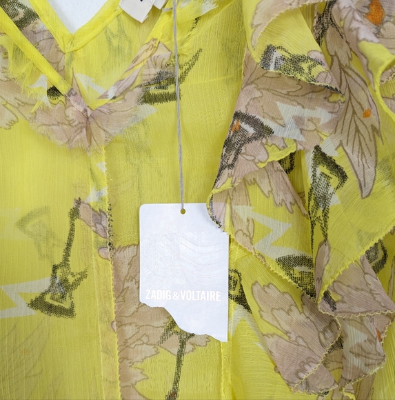NWT Zadig & Voltaire Rivel Floral Print Chiffon Sheer Dress - Picture 8 of 9